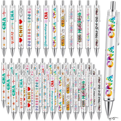 Motipuns 48 Pcs National Nursing Assistant Week Pens CNA Week Gifts Bulk Medical Assistant Nursing Essential Nurse Party Favors Ballpoint Pen CNA Medical Item for Work Women Office Holiday Supplies
