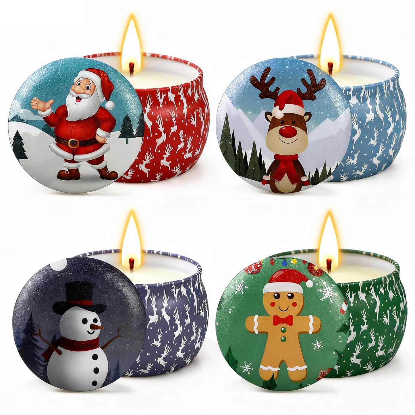 Christmas Candles Gifts for Women, 4 Pack Scented Candles Set,120 Hour Long Lasting Natural Soy Wax Aromatherapy Candle for Meditation, Yoga, Relaxation, SPA, Ideal Gifts for Women