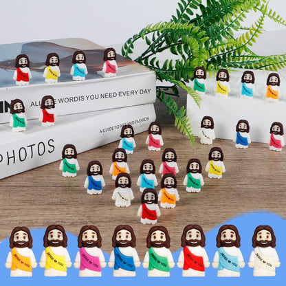 30PCS Little Jesus Figures, 10 Color Tiny Jesus Figurines in Bulk, Mini Jesus Figure Religious Gifts for Easter Egg Stuffers Fillers, Christian Valentines Gifts for Kids Women Mom (30PCS)