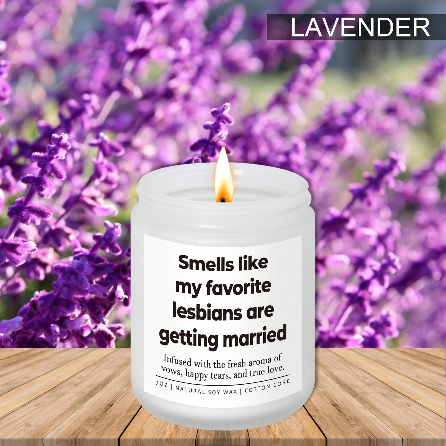 Lesbian Wedding Gifts for Couples, Funny LGBTQ Wedding Gift for Queer, Friends, Lesbian Bridal Shower Gifts for Bride, Lesbians Engaged Candle, Sister, 7oz Lavender Scented Soy Wax Candle