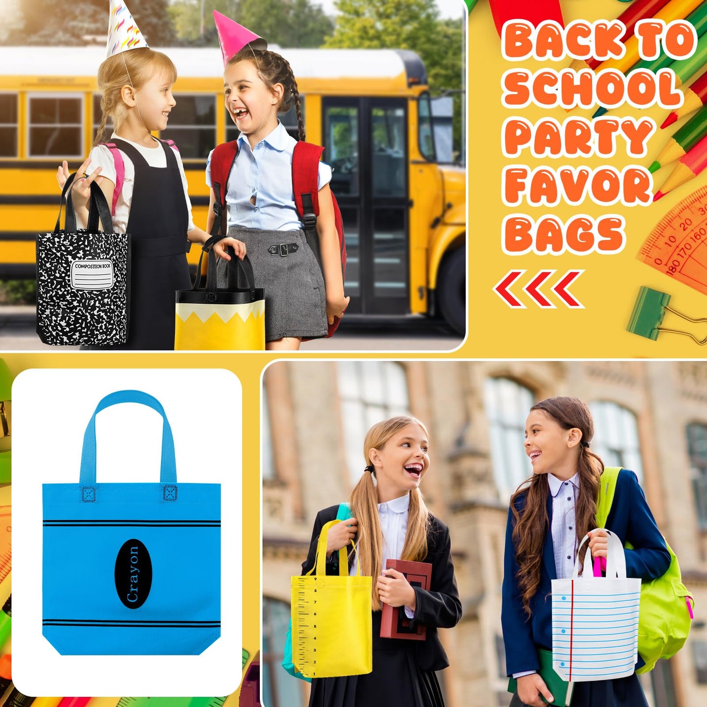 Hosuly 24 Pcs Pre-K Graduation Gifts School Tote Bags End of Year Gift Bags Bulk Goodies Decor for Teacher Appreciation Preschool Kindergarten Graduation Back to School Party Supplies