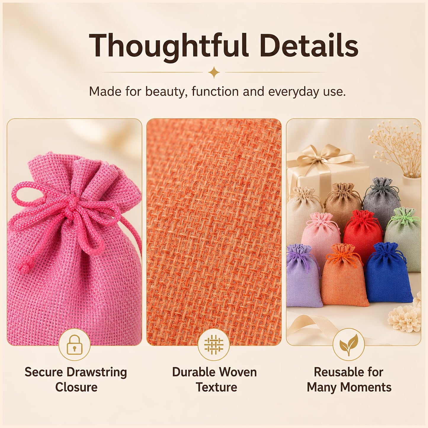 10 Pcs 5x7 inch Colorful Burlap Gift Bags with Drawstring, Multi-Purpose for Gifts Wrapping, Wedding Party Favor, Jewelry Pouches, Holidays DIY Craft Bags