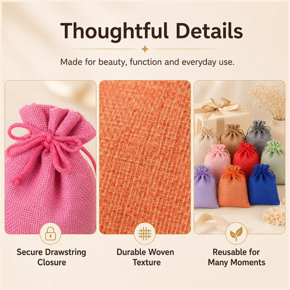 10 Pcs 5x7 inch Colorful Burlap Gift Bags with Drawstring, Multi-Purpose for Gifts Wrapping, Wedding Party Favor, Jewelry Pouches, Holidays DIY Craft Bags