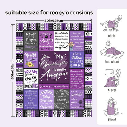 Granddaughter Gifts from Grandma, Grandpa, Birthday Gifts for Granddaughter, Granddaughters Blanket, Christmas Graduation Present for Grandchild, Heartwarming Blanket 60”x50”
