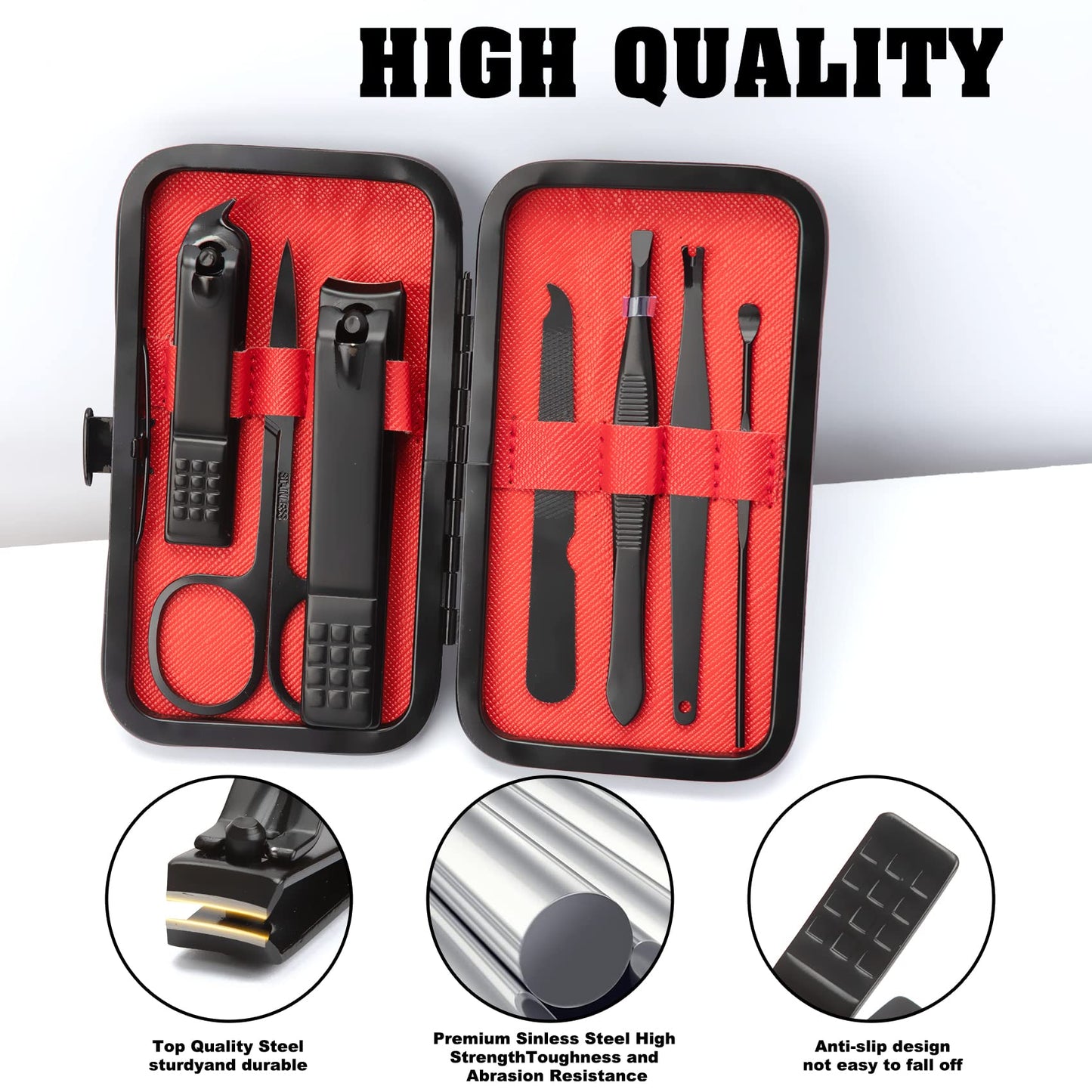 Manicure Set 7 in 1 Stainless Steel Nail Kit Gifts for Men Teens Pedicure Toe Tools with Case for Cleaning Feet Cuticle Travel Business Trips Essentials Care Thanksgiving Basket Stocking Stuffers