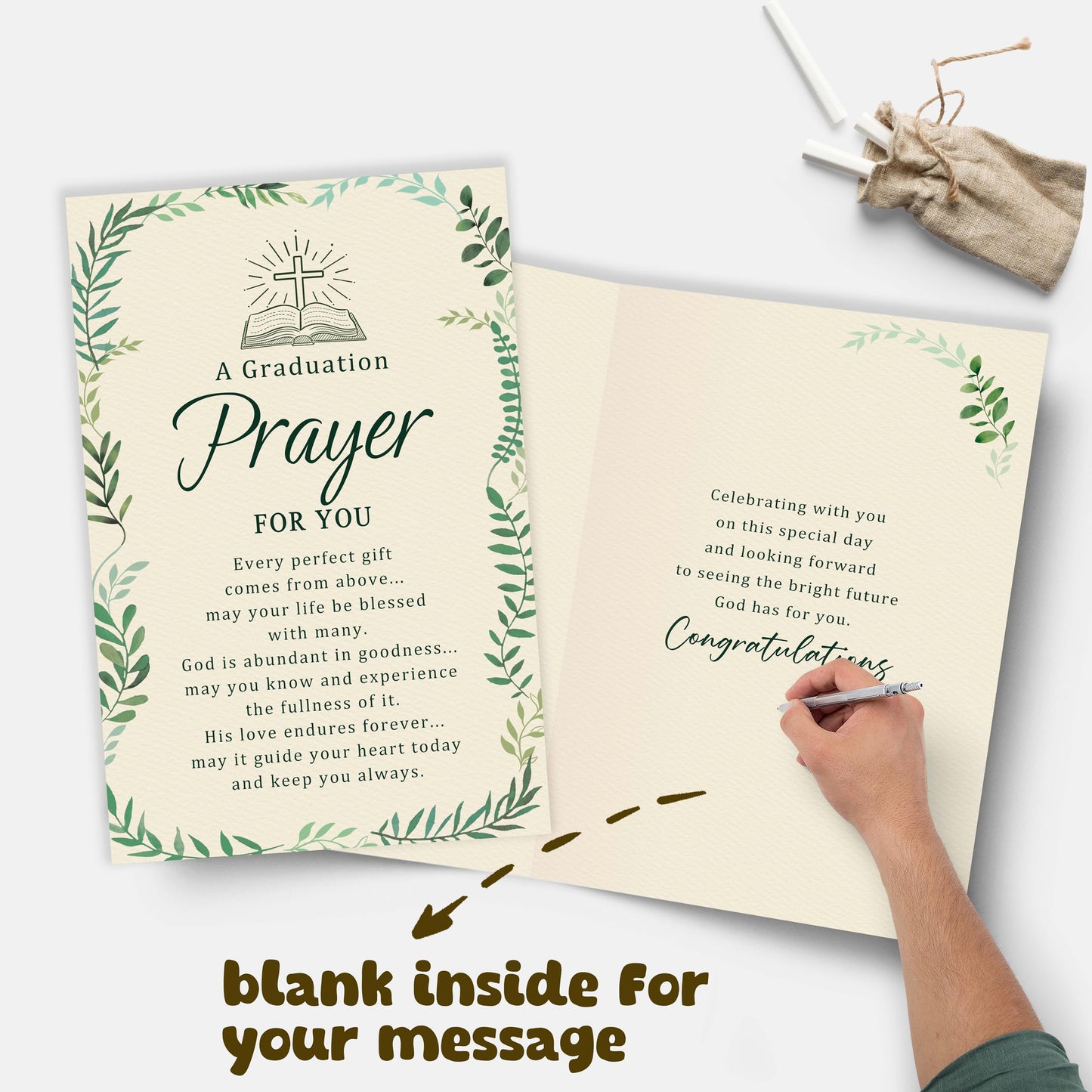 Christian Graduation Card with Prayer, Faith-Based Congratulations Greeting, Religious Graduation Card Gift for Him or Her, Inspirational Bible Blessing Cards