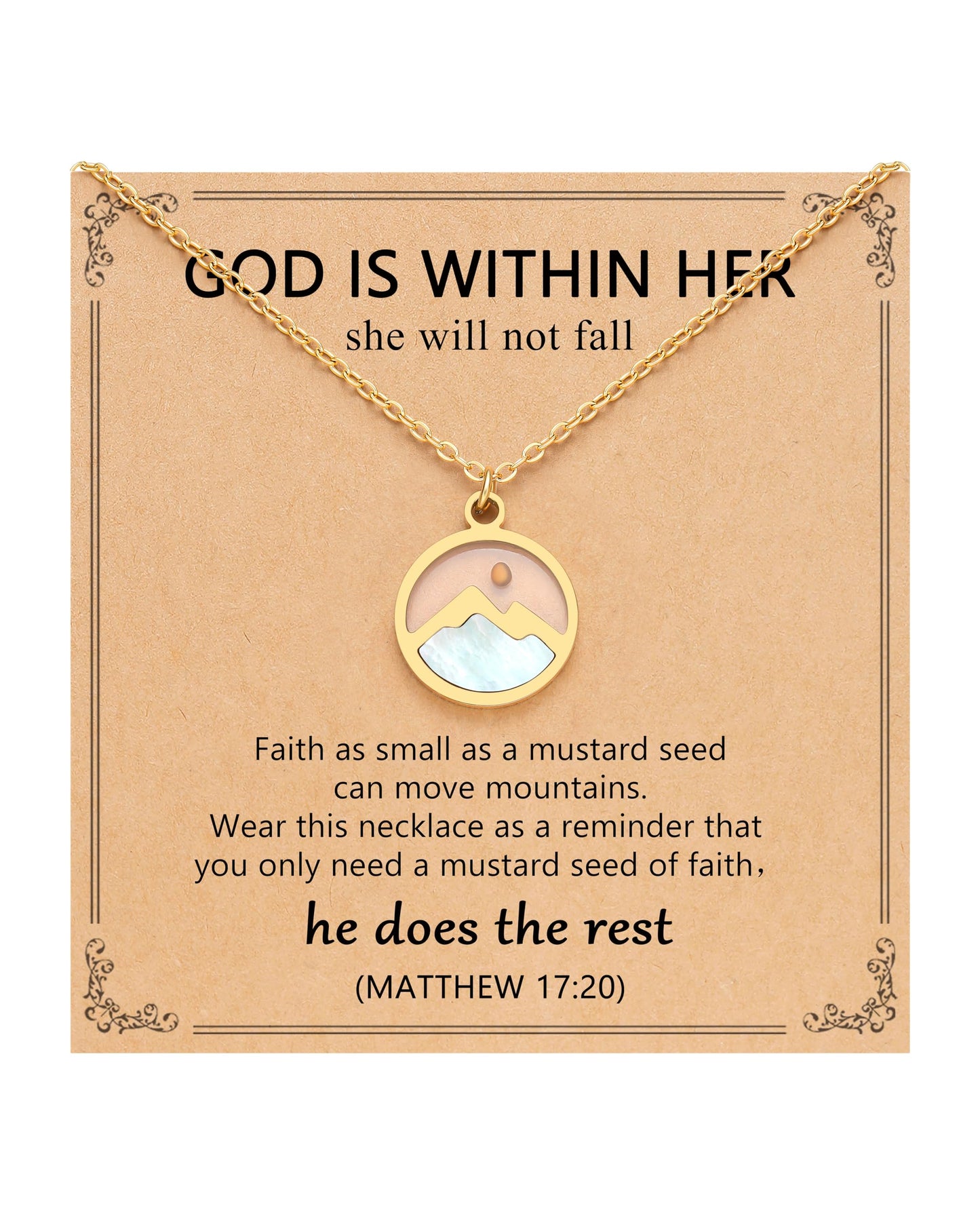 Eryuor Silver/Gold Moving Mountains Mustard Seed Faith Necklace, Inspirational Christian Gifts for Teen Girls & Women