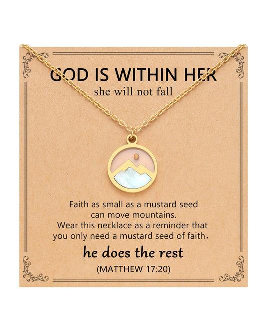 Eryuor Silver/Gold Moving Mountains Mustard Seed Faith Necklace, Inspirational Christian Gifts for Teen Girls & Women