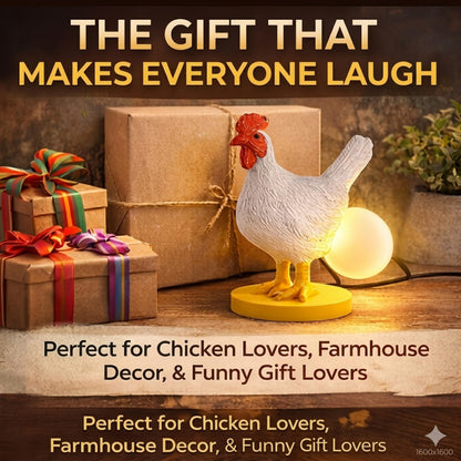 Funny Chicken Night Light Lamp – Rooster Laying Egg Light, Farmhouse Table Decor, Unique Gift for Chicken Lovers (Includes Bulb)