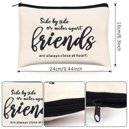 Kolewo4ever 12 Pieces Girl Trip Gifts Favors Bulk Friend Appreciation Gifts Set 4 Friends Wine Tumbler 4 Friends Cosmetic Bag 4 Keychains Appreciation Funny Long Distance Friendship Gift