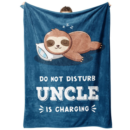 Funny Gifts for Uncle, Uncle is Charging Sloth Blanket, Uncle Birthday Gifts, Gifts for Uncle from Niece Nephew, Uncle Gift for Fathers Day Christmas, Soft Sloth Blanket for Uncle 60"x50"