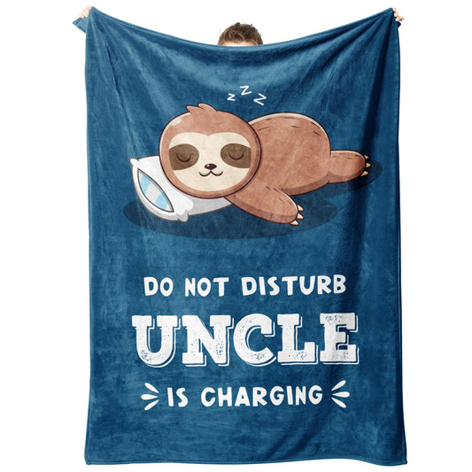 Funny Gifts for Uncle, Uncle is Charging Sloth Blanket, Uncle Birthday Gifts, Gifts for Uncle from Niece Nephew, Uncle Gift for Fathers Day Christmas, Soft Sloth Blanket for Uncle 60"x50"