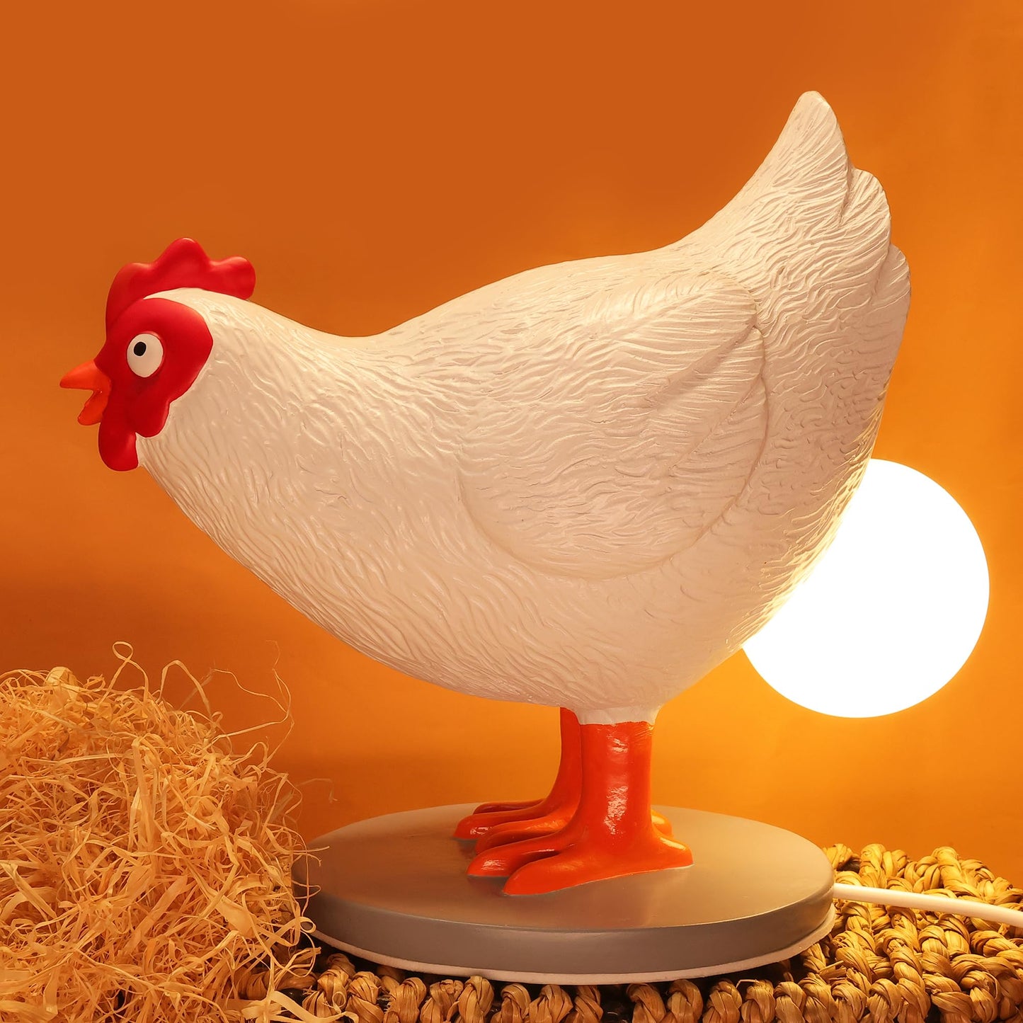 OkiyiD Chicken Egg Lamp, Funny Hen Chicken Table Lamp, LED Egg Night Lght, Resin Chicken with Stepless Dimming Function, Decoration for Home, Bedroom, Study Room