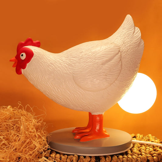 OkiyiD Chicken Egg Lamp, Funny Hen Chicken Table Lamp, LED Egg Night Lght, Resin Chicken with Stepless Dimming Function, Decoration for Home, Bedroom, Study Room