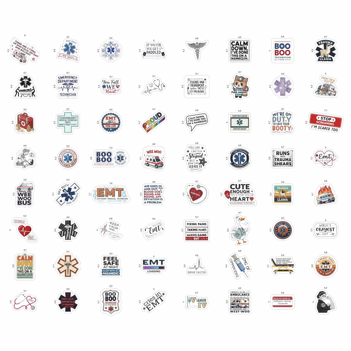 100Pcs Emergency Medical Technician Stickers for Water Bottle - Funny EMT Stickers and Decals - EMT Gifts, Party Decorations - Gift for Women & Men