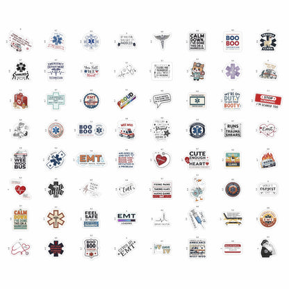 100Pcs Emergency Medical Technician Stickers for Water Bottle - Funny EMT Stickers and Decals - EMT Gifts, Party Decorations - Gift for Women & Men