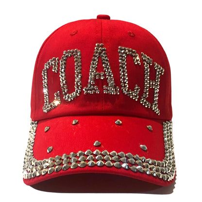 Popfizzy Bling Coach Hat with Rhinestones for Women, Best Cheer & Sports Coach Hat Gifts