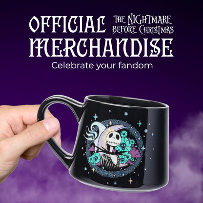 Silver Buffalo Disney Tim Burton's Nightmare Before Christmas Jack and Zero Tapered Pottery Mug, 14 Ounces