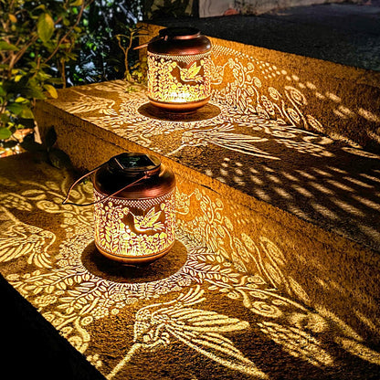 Hummingbird Solar Lanterns Outdoor Waterproof Hanging Solar Lights Hummingbird Gifts for Women Men Mom Metal Bird Decorative LED Lanterns for Yard, Patio, Lawn, Pathway, Landscape, Garden Decor