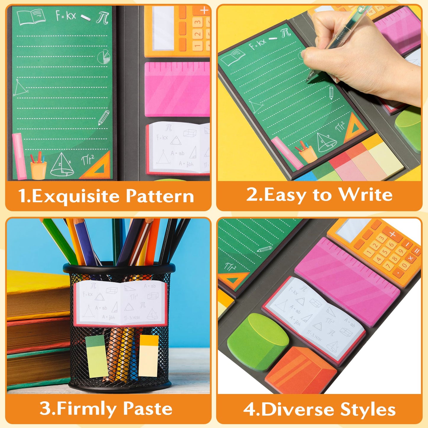 B1ykin Cute Sticky Notes Set - World’s Best Math Teacher Self-Stick Notes Pad, 550 Sheets Writing Memo Pages Sticky Notepad for Appreciation Gifts, School Office Party Supplies (Math Teacher)