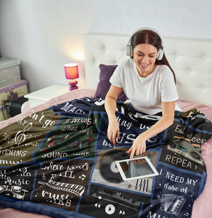 Unique Music Gifts for Men/Women, Music Lovers Gifts for Musician/Music Teacher, Funny Music Themed Decor/Stuff/Accessories, Sound of Music Blanket 60x50in