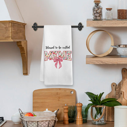Meme Gifts for Grandma from Grandkids Granddaughter, Mothers Day Christmas Birthday Kitchen Gifts for Grandma, Blessed to be Called Meme Kitchen Dish Hand Tea Towels for Bathroom,16x24 Inch