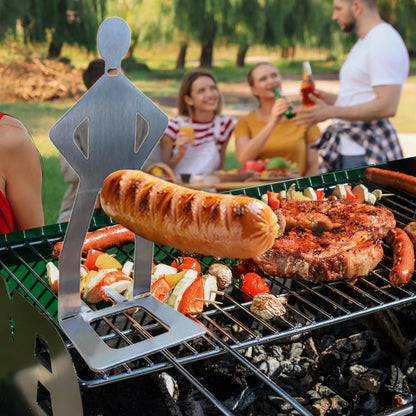 OYASUMI Funny BBQ Man Hot Dog Holders, 4 PCS Reusable Stainless Steel Sausage Stands, Portable Hot Dog Roasters, Barbecue Grill Accessories for Camping & Party Gifts