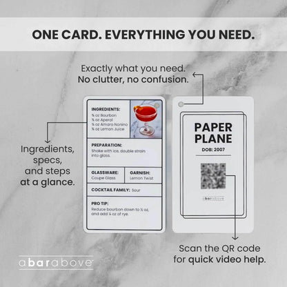 A Bar Above Cocktail Flash Cards, Deck of Cards with Step By Step Drinks, Ingredients Ratios and Garnish Notes, Home Bartender Guide, Tool Companion, Bartender Accessories, Cocktails Illustrated