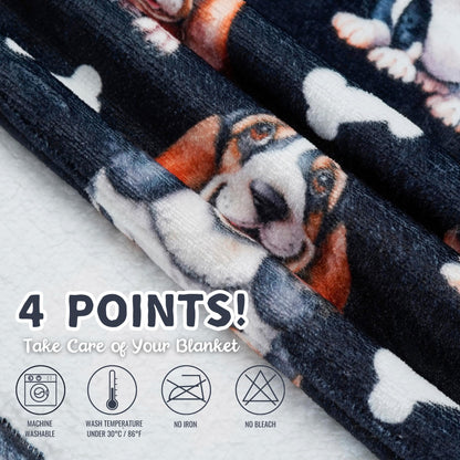 Huglanket Basset Hound Gifts for Women, Wearable Flannel Blanket Hoodies, Super Soft Warm Cozy with Big Pockets - One Size Fits Most