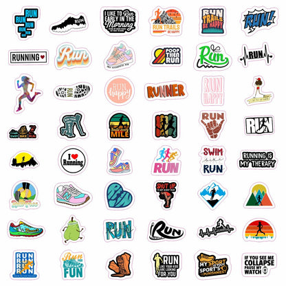 BulbaCraft Running Stickers for Water Bottles, Run Stickers and Decals, Runner Decals - Running Themed Party Decorations, Presents for Marathon Runners Men, Gifts for Women & Men
