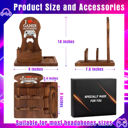 Boyfriend Ideas Gifts, Valentines Fathers Anniversary Christmas Birthday Gifts for Boyfriend Wooden Headphone Stand