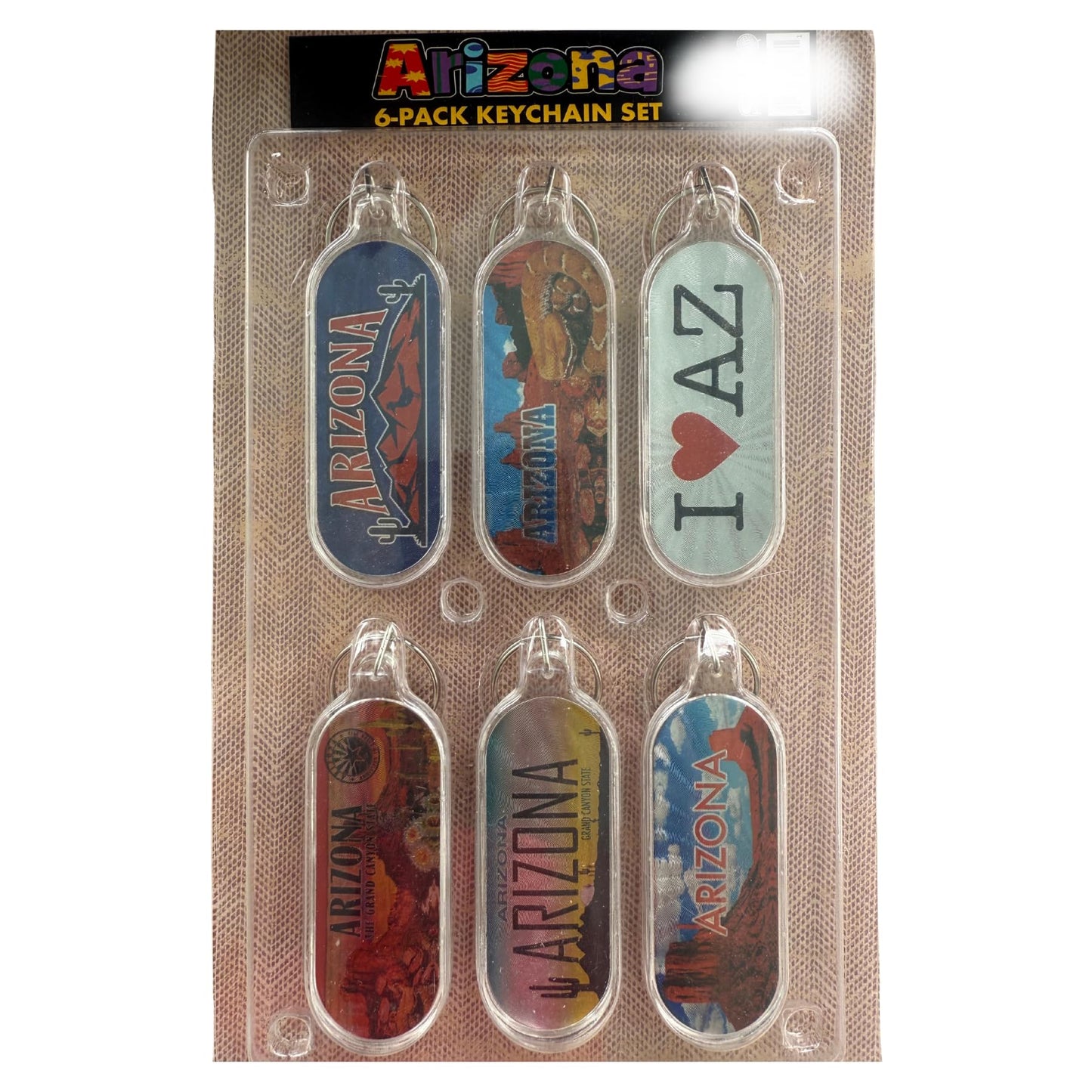 Arizona Souvenir Keychain Set of 6 – Grand Canyon & Desert Scenery Designs, AZ Travel Keepsakes, Southwest Gift for Tourists & Collectors