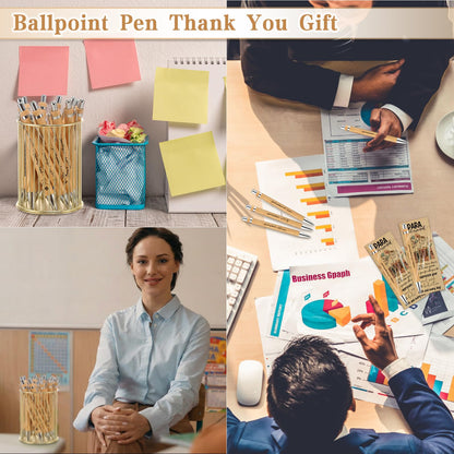 ReliThick 10 Sets Paraprofessional Appreciation Gift Bulk Bamboo Ballpoint Pen with Thank You Greeting Card Gifts for Paraprofessional Teaching Assistant Coworker Teacher Staff Team