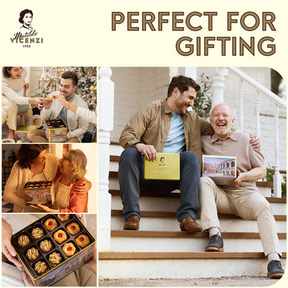 Matilde Vicenzi Roma Cookie Gift Tin - Pastries & Cookies in Individually Wrapped Trays - Gourmet Gifts For Father's Day, Teacher, Birthday - Assorted Cookies in Italian Design Tin 32.5oz (920g)
