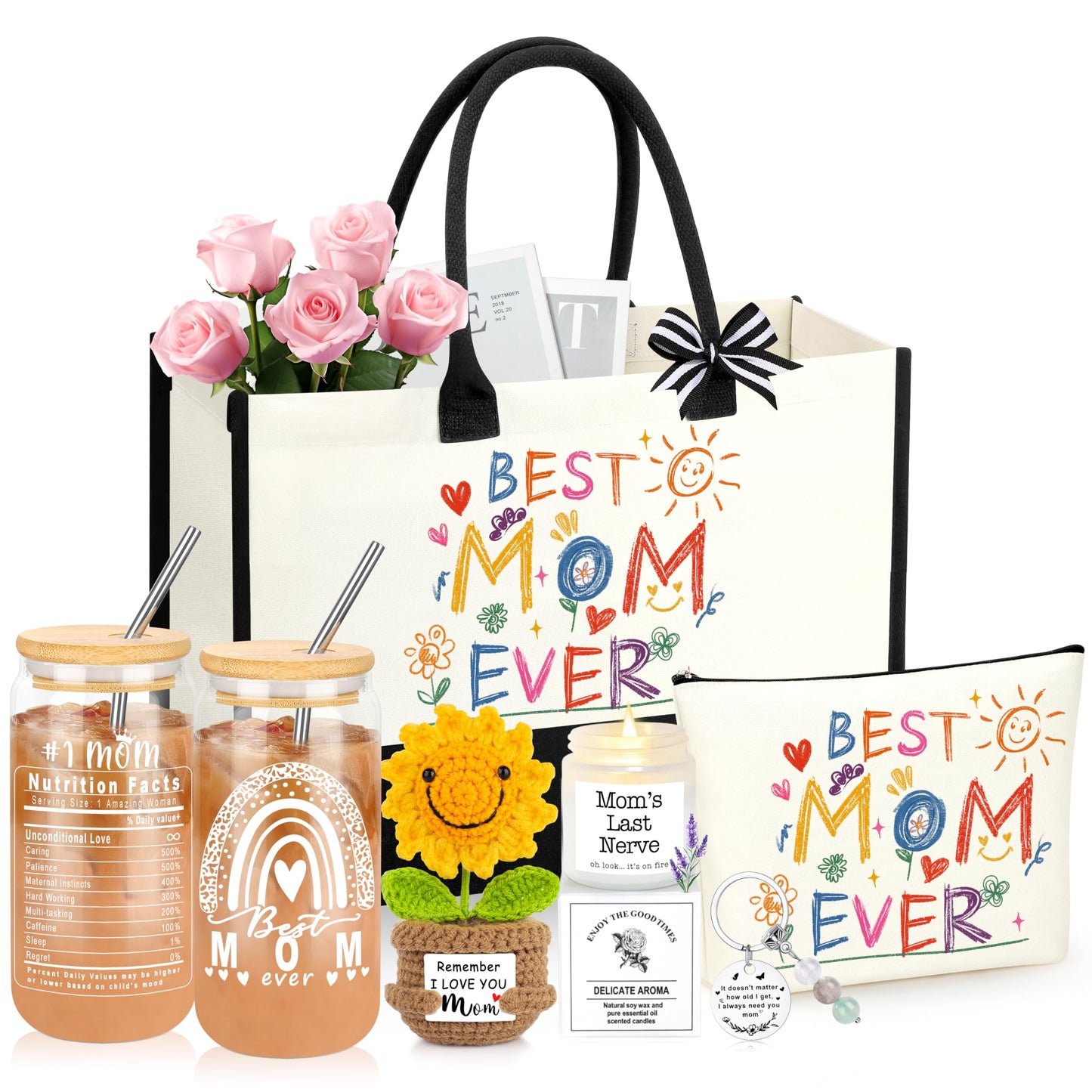 DOGMEM Mom Gifts, Mom Birthday Gift Ideas Basket for Moms Mama Mother from Daughter Son Child, Best Mom Ever Gifts, New Moms Gift