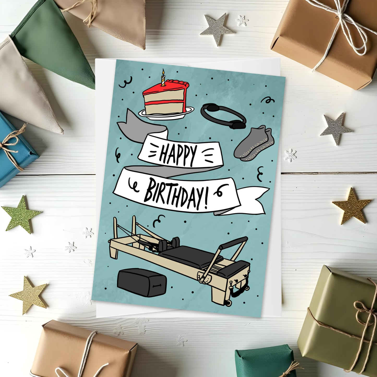 Pilates Birthday Card, Pilates Reformer Card, Pilates Gift, Gym Pilates Yoga Fitness | Pilates Inspiration and Poses