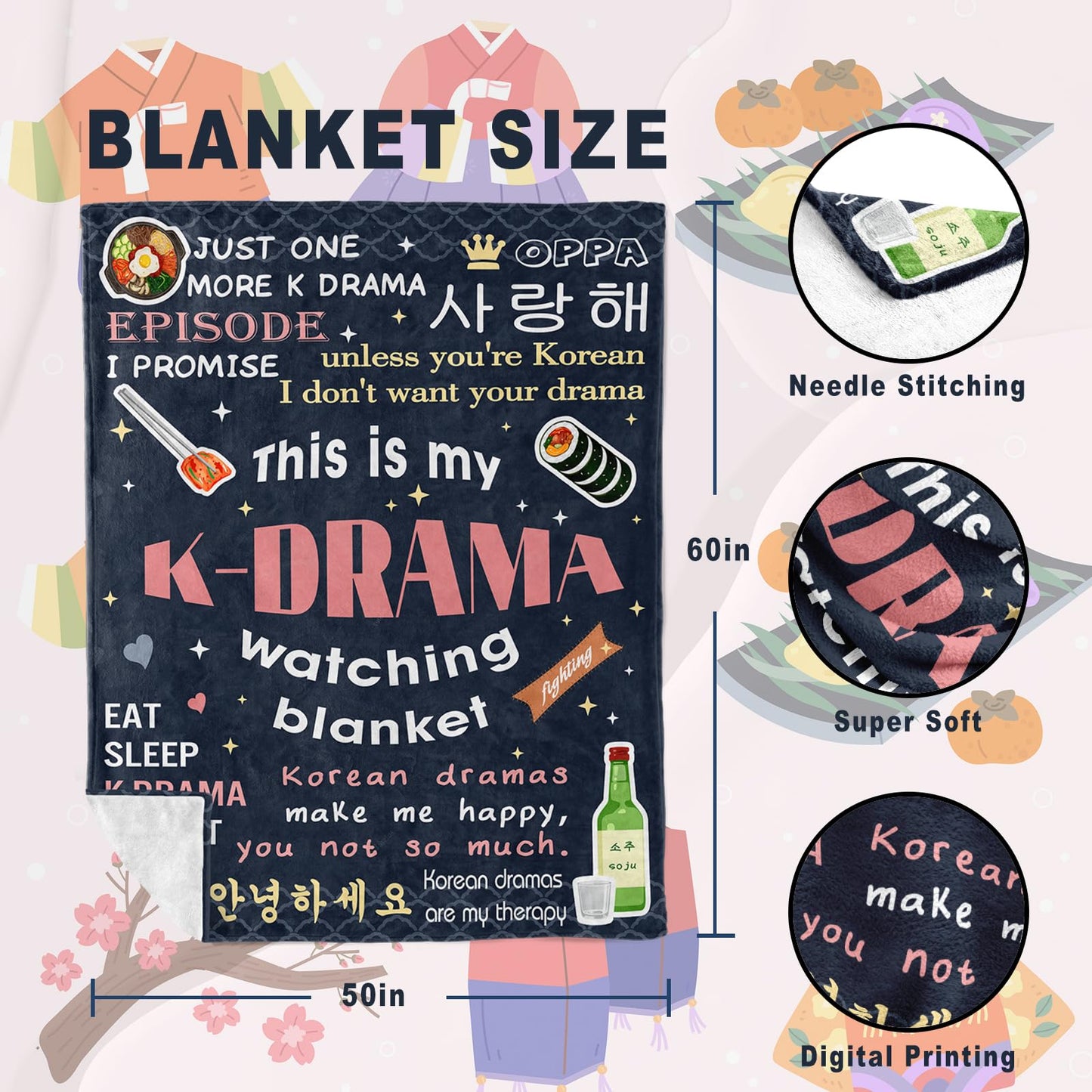 Korean Drama Gifts, Korean Gifts for Women, K Drama Gifts for Women, Kdrama Merch, K Drama, Korean Drama Blanket 60x50in, Korean Blanket, K Pop Gifts Teen Girl