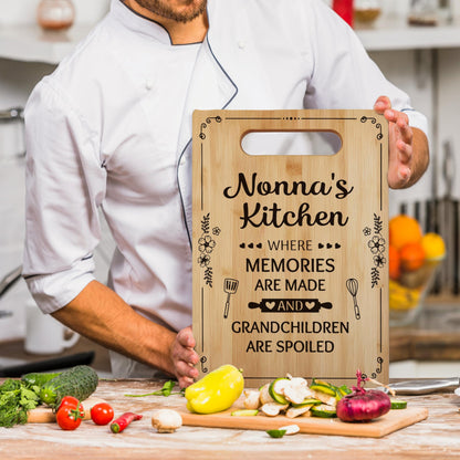 Nonna Gifts Cutting Board Chopping Board, Nonna Gifts from Grandkids, Gifts for Nonna Grandma, Grandma Kitchen Gifts, Grandma Birthday Gifts, Nonna's Kitchen Decorative Bamboo Cutting Board