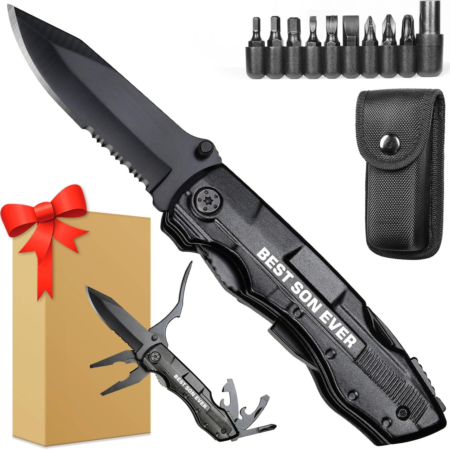 Gifts for Son,”Best Son Ever”Multitool Knife,Stocking Stuffers for Son,Son Birthday Gifts,Gifts Idea for Son,Gifts for Son from Mom Dad,Best Son Gifts,Graduation Gifts,Son Christmas Gift