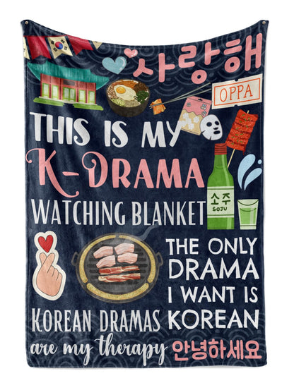 Huglanket Korean Drama Gifts Kdrama Merch Blanket for Women, Flannel Throws for K Drama Lovers, Blue, 50"x 65"