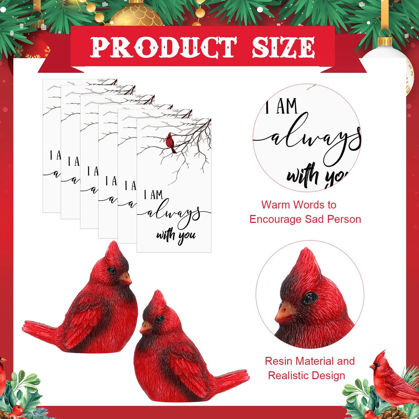 Roowest 18 Pcs Cardinal Memorial Gift Set Include Mini Red Cardinal Bird Statue Figures, Red Feathered Cards, Organza Bags for Loss of Loved One Sympathy Memorial Gift Funeral Memory