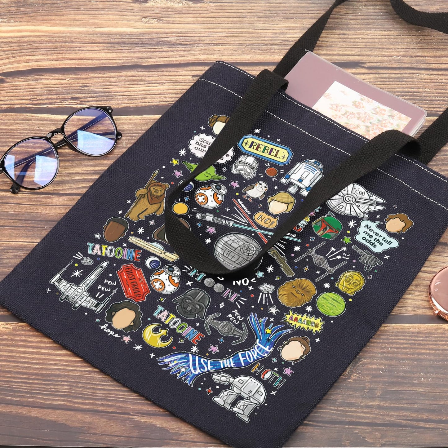 G2TUP Heroes of Galaxy Tote Bag Helmets Inspired Gift Death Star Shoulder Bag Sciences Fiction Merch