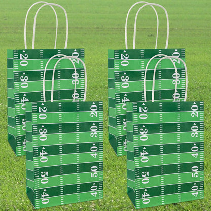 Hxezoc 12 Pieces Football Gift Bags with Handle, Football Field Paper Treat Candy Bag Sport Favor Bags for Football Theme Birthday Party Decoration Supplies