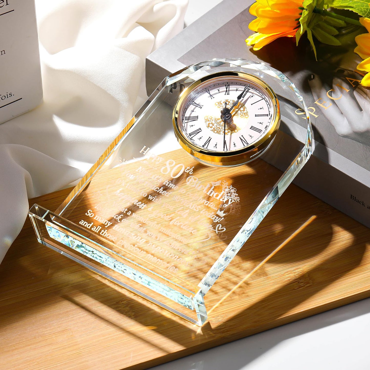 Ornalrist Happy 80th Birthday Quartz Clock Gifts for Women, Men, Couple, Parents & Grandma - 80 Year Old Birthday Presents for Her, Mom, Dad - 80 Year Blessing Quartz Clock Keepsake Home Decor
