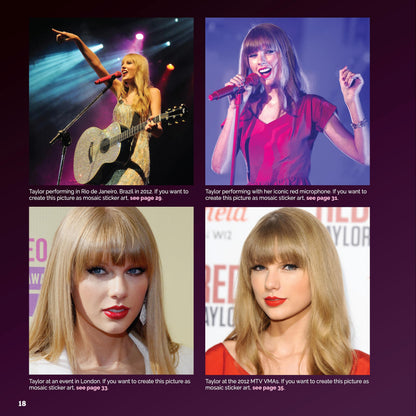 Ultimate Taylor Swift Sticker Mosaic Art: 13 Fearless Mosaic Art Designs & Fun Facts (Design Originals) For Swifties of All Ages - Sticker-by-Number Activity Book with Removable, Reusable Stickers
