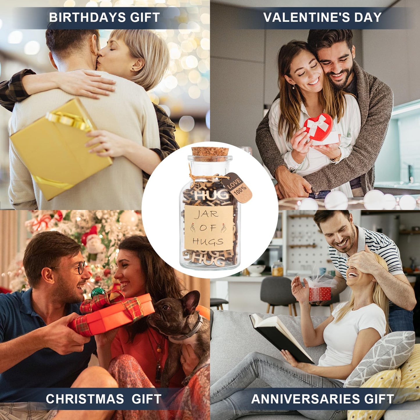 HUG in a Jar,Hug to Give Funny Birthday Gift,Hugs Gifts for Friend,Anniversaries Valentines Day,Christmas,Thanksgiving Day,Holiday.(HUG in a Jar)