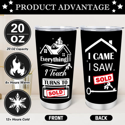 Keluna Realtor Gifts for Women Men - 3Pcs Real Estate Agent Gifts, 20oz Realtors Tumbler with Lid Straw, Keychain, Socks, Funny Christmas Birthday Closing Presents for Real Estate Agent Salesman