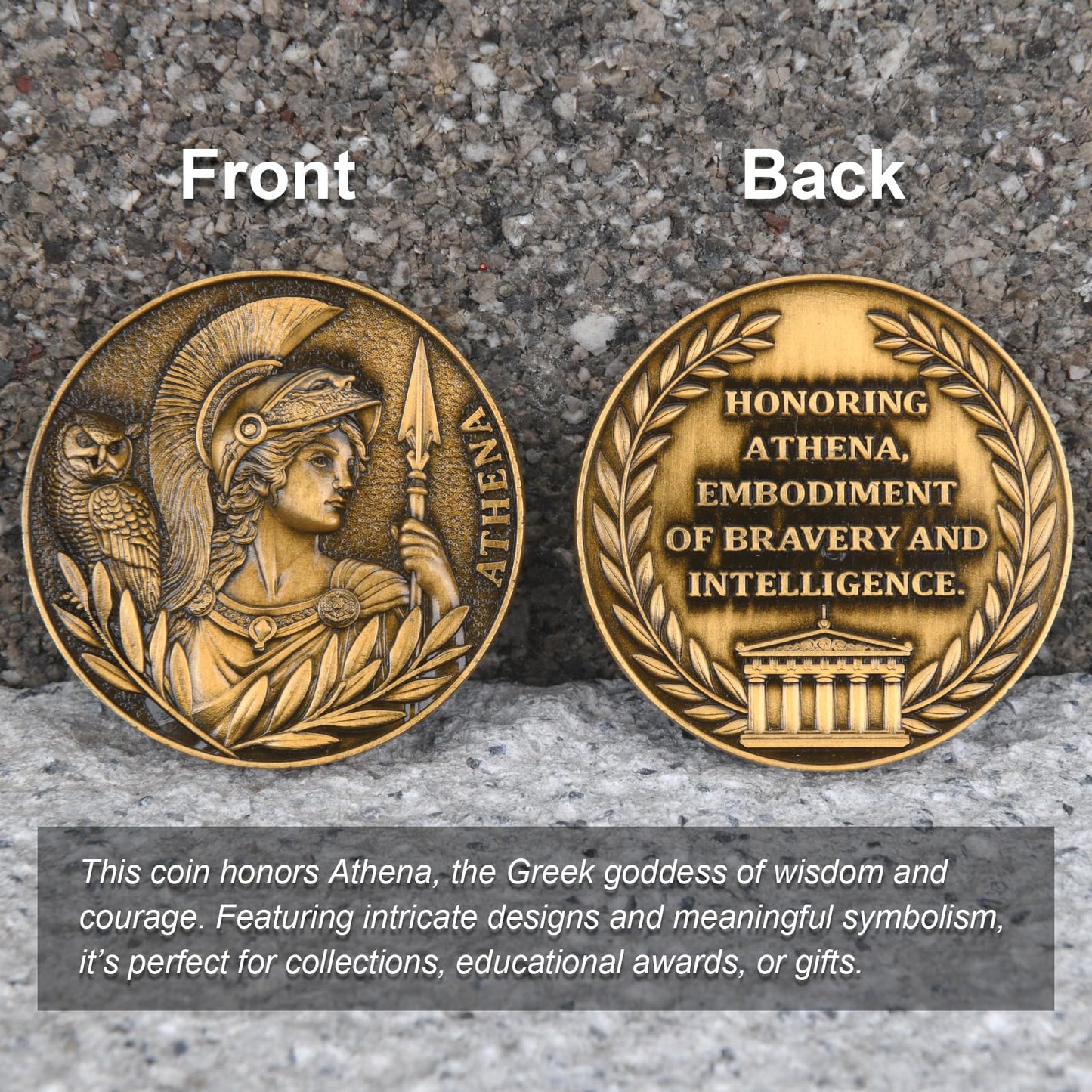 Athena Coin - Symbol of Greek Wisdom and Courage,with Acrylic Display Case, or Decorative Piece（Single Coin