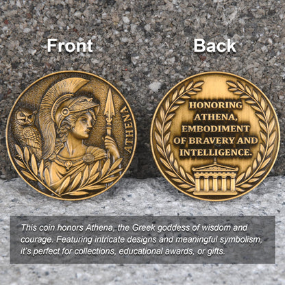 Athena Coin - Symbol of Greek Wisdom and Courage,with Acrylic Display Case, or Decorative Piece（Single Coin
