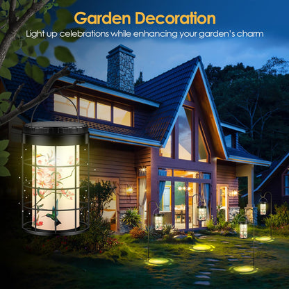 Hummingbird Solar Lanterns Outdoor Waterproof, Solar & USB Dual Charging Options, Garden Decor Hanging Lights, Gifts for Mom Wife Grandma Daughter Friends Sister
